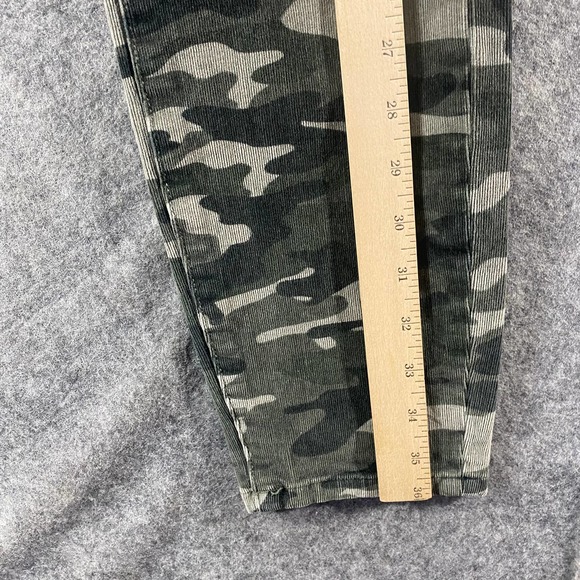 Anthropologie Pants 29 Green Camo Print Corduroy Pilcro Skinny High Rise - Picture 9 of 13